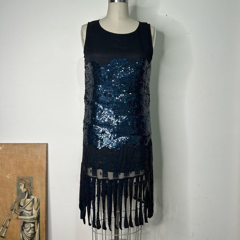 Kate Moss Topshop Black and Midnight Blue Sequined Dress